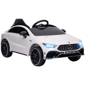 Qaba Mercedes-Benz AMG CLA 45 Licensed 12V Kids Ride on Car, Kids Electric Car with Remote Control, Suspension, LED Lights, Music Horn, White - 1 of 4