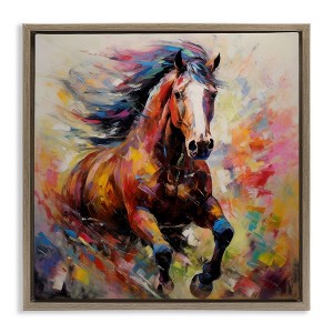 Stupell Industries Vivid Horse Galloping Floating Frame Canvas Art, Brown, 18" x 18" - 1 of 4