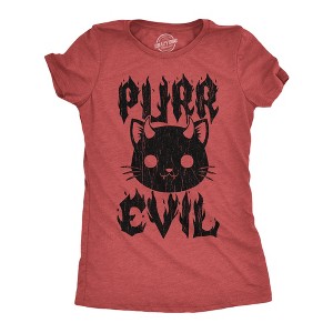 Womens Funny T Shirts Purr Evil Sarcastic Kitten Lovers Graphic Novelty Tee For Ladies - Crazy Dog Women's T Shirt For Cat Lovers - 1 of 4