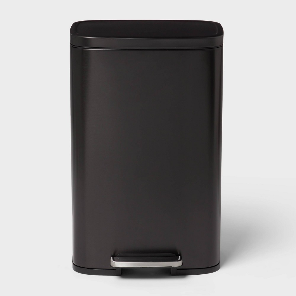 Photos - Waste Bin 45L Rectangular Black Stainless Step Trash Can - Brightroom™