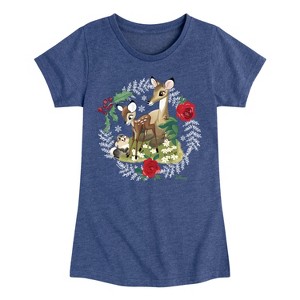 Girls' - Disney - Christmas - Family In The Forest Fitted Short Sleeve Graphic T-Shirt - 1 of 4