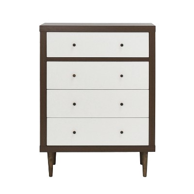 Christopher Knight Home Nystrom Mid-Century Modern 4 Drawer Dresser Walnut/White