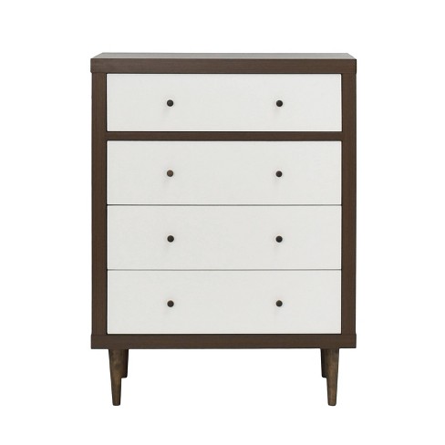 Christopher Knight Home Nystrom Mid-Century Modern 4 Drawer Dresser Walnut/White - image 1 of 4