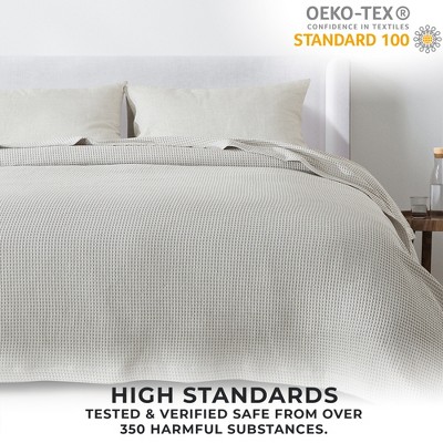 Full Light Grey Cotton Waffle Weave Bed Blanket