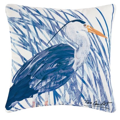 C&F Home 18" x 18" Blue Heron Coastal Indoor/Outdoor Decorative Throw Pillow