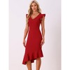 Allegra K Women's V Neck Ruffle Sleeve Irregular Hem Cocktail Party Work Sheath Dress - 4 of 4