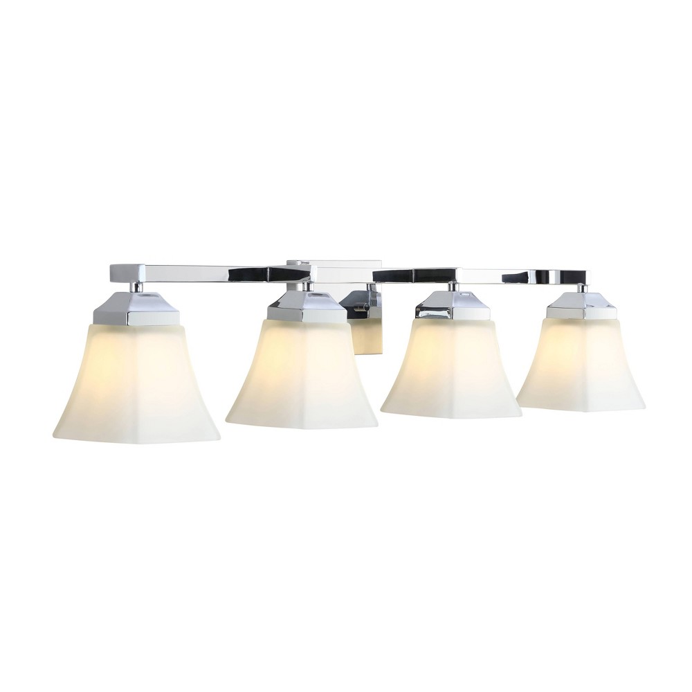 Photos - Chandelier / Lamp 33" 4-Light LED Iron/Glass Staunton Modern Cottage Wall Light Chrome - JON