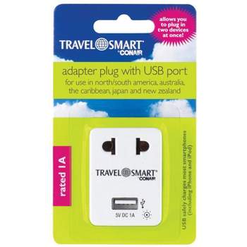 Travel Smart Type A For Worldwide Adapter Plug w/USB Port