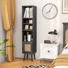 Costway Rattan Storage Cabinet Freestanding Slim Organizer Wood Display Rack Living Room Black/White/Natural - image 2 of 4