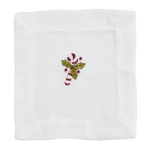 Saro Lifestyle Candy Cane Embroidered Cocktail Napkins (Set of 12) - 1 of 4