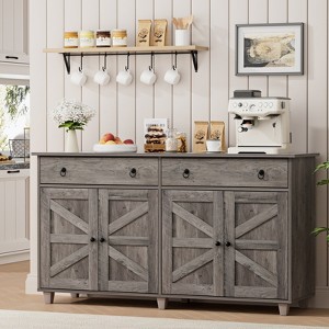Snynuxx 55'' Sideboard Cabinet with Drawer & Adjustable Shelves-Gray - 1 of 1