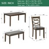 Grungis 6 Piece Rectangular Dining Table Set,Wooden Dining Table for 4 Upholstered Chairs and Bench with X-shaped Back,Dining Set for Kitchen - 3 of 4