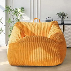 MAXYOYO Bean Bag Chair, Floor Sofa with Handle, Teens Living Room Accent Sofa Chair with Pocket for Gaming Reading Relaxing (Orange) - 1 of 4