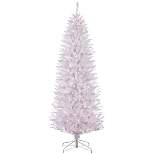 4.5ft Pre-lit Pencil Artificial Christmas Tree White Forest Fir - Puleo