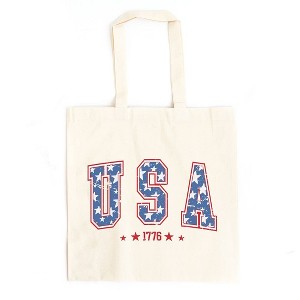 City Creek Prints USA Varsity Stars Canvas Tote Bag - 15x16 - Natural - 1 of 2