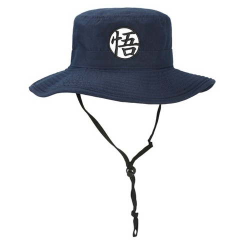 Dragon Ball Z Plain Blue Sun Hat With Embroidered Patch And Chin