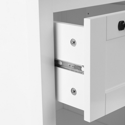 Sleek White MDF Wood Bathroom Storage Cabinet with Adjustable Shelf