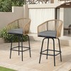 Set of 2 Woven Wicker Swivel Bar Stools, Patio Bar Height Chair for Backyard, Pool, Garden, Deck w/ 360 Rotation, 250lb Capacity, Gray - 2 of 4