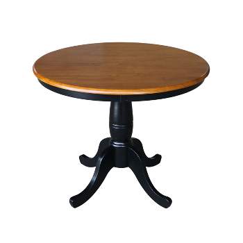 36" Round Top Pedestal Dining Table Black/Red - International Concepts