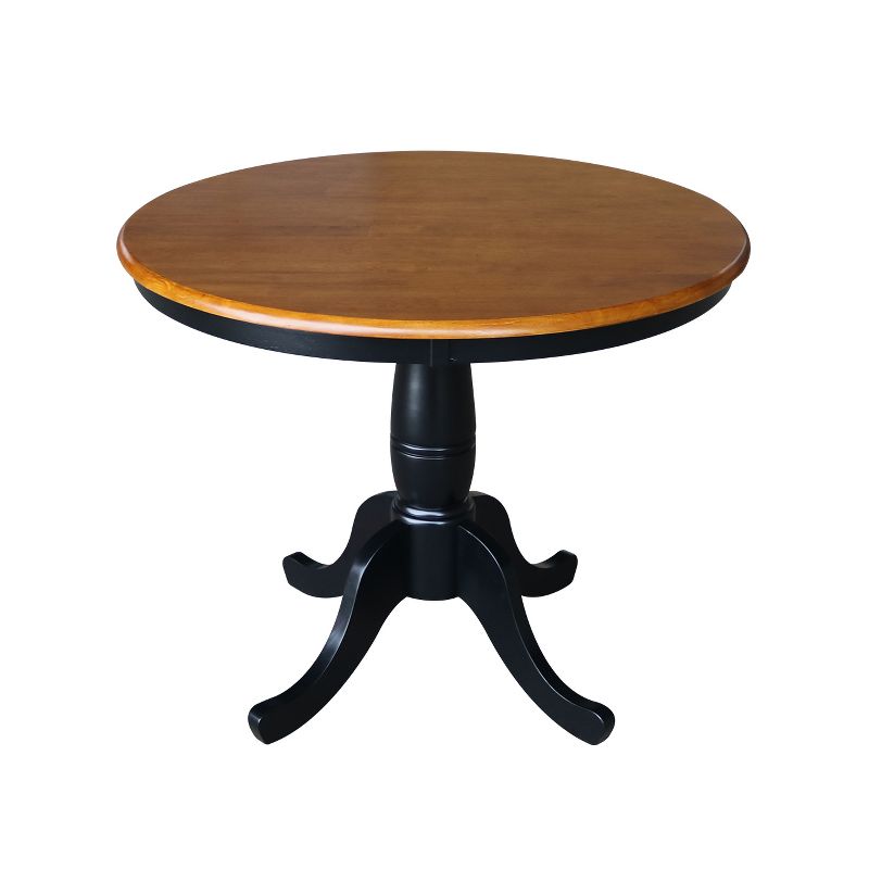 36&#34; Round Top Pedestal Dining Table Black/Red - International Concepts, 1 of 7
