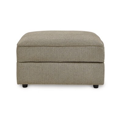 Brown Herringbone Chenille Storage Ottoman with Removable Top