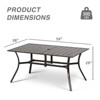 Aoodor Patio Dining Table for 6 People,  59"L x 38"W Rectangular Metal Outdoor Dining Table with Adjustable Umbrella Hole - 3 of 4