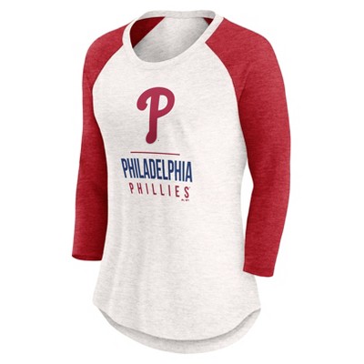 MLB Philadelphia Phillies Women's White 3/4 Sleeve Fashion T-Shirt
