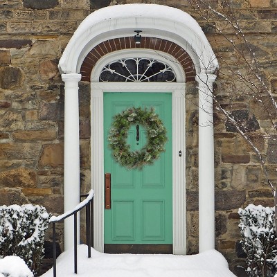 30" Prelit Glistening Pine Wreath with White LED Lights