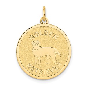 Black Bow Jewelry 14k Yellow Gold Laser Etched Golden Retriever Disc Pendant, 19mm - 1 of 4