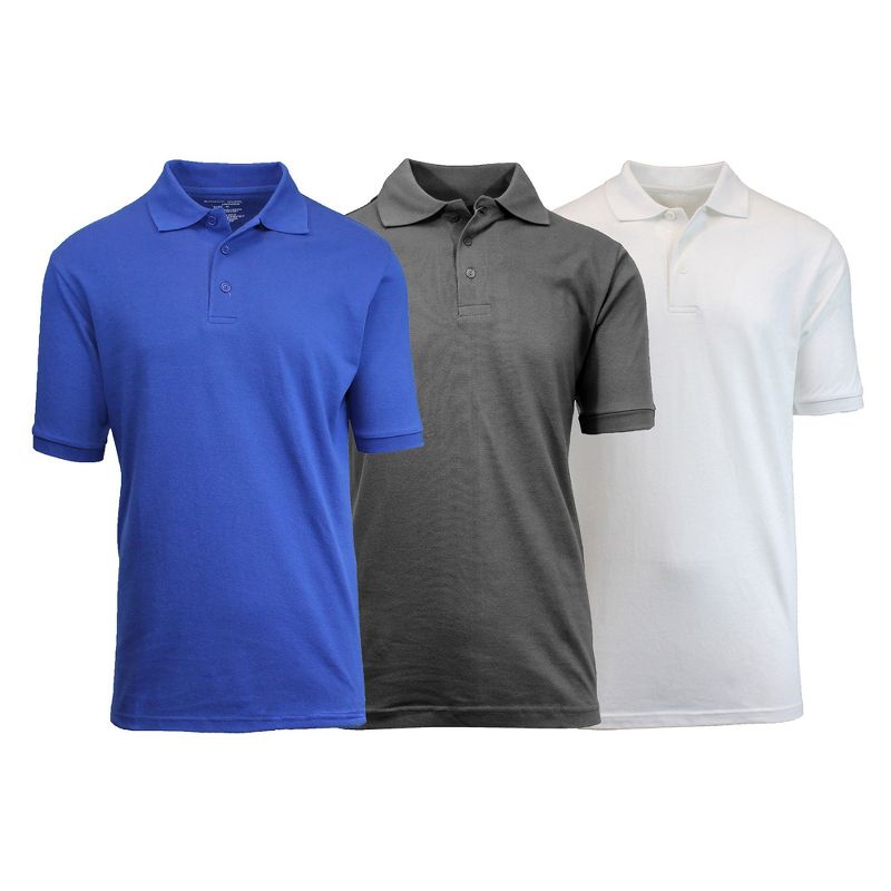 Galaxy By Harvic Men's Short Sleeve Pique Polo Shirt-3 Pack, 1 of 3