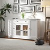 BEAFUP Set of 4 Buffet Cabinet Set with Storage, Sideboard Buffet with Doors, Wood Storage Cabinet with Drawer and Adjustable Shelf for Kitchen, White - 2 of 4