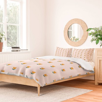 Deny Designs Maritza Lisa Abstract Yellow Tulip Pink Duvet and Sham Set