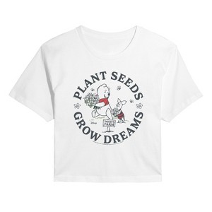 Women's - Winnie The Pooh - Poohs Farm Plant Seeds Cropped Graphic T-Shirt - 1 of 4