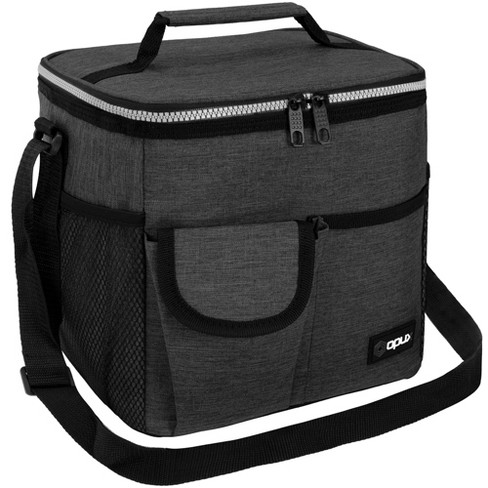 Opux Insulated Lunch Box Adult Men Women, Thermal Cooler Bag Kids Boys Girls Teen, Soft Compact Reusable Small Work School Picnic (Charcoal, One Size)