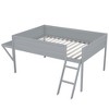 PAGED Full Size Loft Bed Simple Modern Wooden Bed Frame with Desk, Shelves, LED and Guardrail for Bedroom - 4 of 4