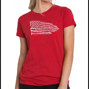LA Pop Art Women's Premium Blend Word Art T-shirt - Pledge of Allegiance Flag - 1 of 4