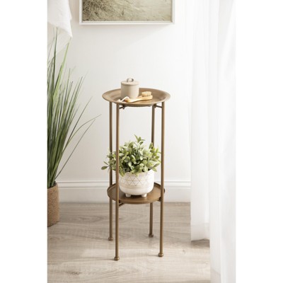 Gold Metal Moroccan Inspired Plant Stand Table