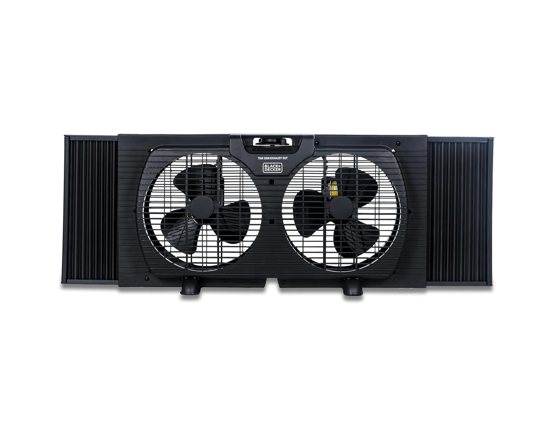 BLACK+DECKER 9 inch Dual Window Fan for Window Screen with 2 Speed Settings, Mechanical Controls and Removable Legs