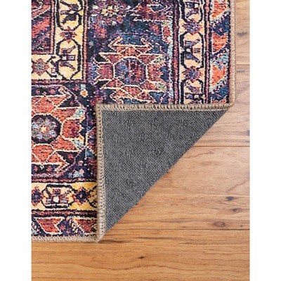 Navy Blue and Red Chenille Flat Woven 8x12 Indoor Area Rug