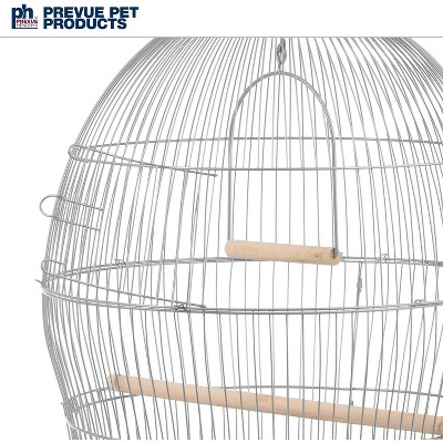 Elegant Gray Metal Birdcage with Lockable Cast and Tray
