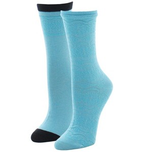 Memoi Women's 2 Pair Pack Overlapping Circles Crew Socks Light Blue One Size - 1 of 1