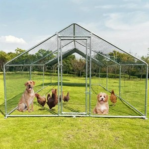 Vipbear large Metal Chicken Coop Walk-in Poultry Cage Chicken Run Pen Dog Kennel with Waterproof and Anti-Ultraviolet Cover for Outdoor Farm Use - 1 of 4