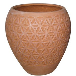 Southern Patio 16 in. H X 16.3 in. W X 16 in. D Fiberglass Earthen Planter Terracotta - 1 of 1