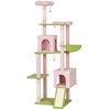 PawHut 74" Flower Cat Tree, Large Cat Tower Metal Frame Hammock, Scratcher Ramp, 3 Sisal Scratching Posts, 2 Condos, Perches, for Indoor Kittens, Pink - 4 of 4