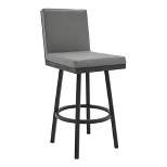 26" Rochester Counter Height Barstool with Gray Faux Leather Black Metal Finish Frame - Armen Living