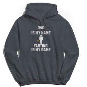Rerun Island Men's Dad Is My Name Long Sleeve Graphic Cotton Sweatshirt Hoodie - Dark Heather Grey XL - 1 of 3