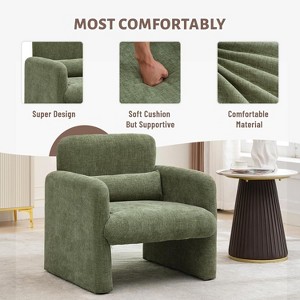 Modern Accent Chair, Single Sofa Chair with Arms, Chenille Upholstered Comfy Reading Arm Chair with Waist Pillow,Modern Accent Chair - 1 of 4