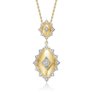 Elegant rhodium and 14k gold plated pendant necklace featuring sparkling cubic zirconia for a refined and sophisticated look - 1 of 3