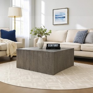 Royal Hampton Coffee Table | 33 Inch Square Block Top | Sandblasted Gray Mango Wood - 1 of 1