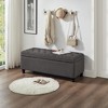 45.00"Upholstered tufted button storage bench ,Linen fabric entry bench with spindle wooden legs, Bed bench- Dark Gray - 2 of 4